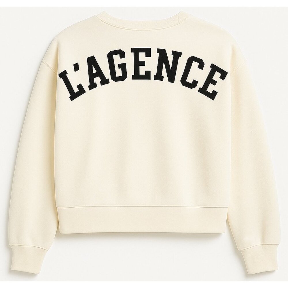 L’AGENCE Luvia Ivory Cropped Sweatshirt Rare Sold-Out Icon New With Tags Medium - Picture 2 of 16